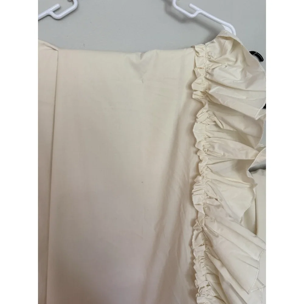 PAIR (2 PANELS) Off White Curtains Ruffle Edge 84